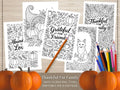 Thanksgiving Coloring Pages: Grateful, Thankful For Family, Pumpkin, Fox (PDF Download)