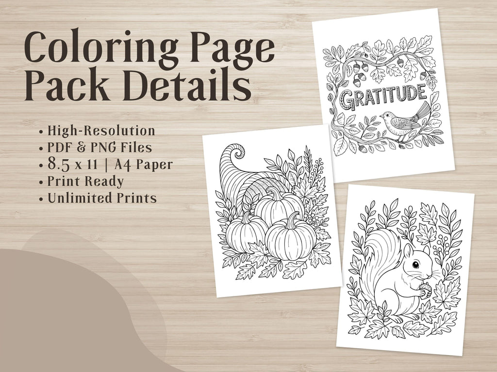 Thanksgiving Coloring Pages: Grateful, Thankful For Family, Pumpkin, Fox (PDF Download)