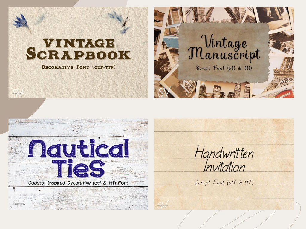 Decorative Fonts Bundle | 17 Hand Drawn Unique Fonts | otf, ttf | Commercial Use Allowed