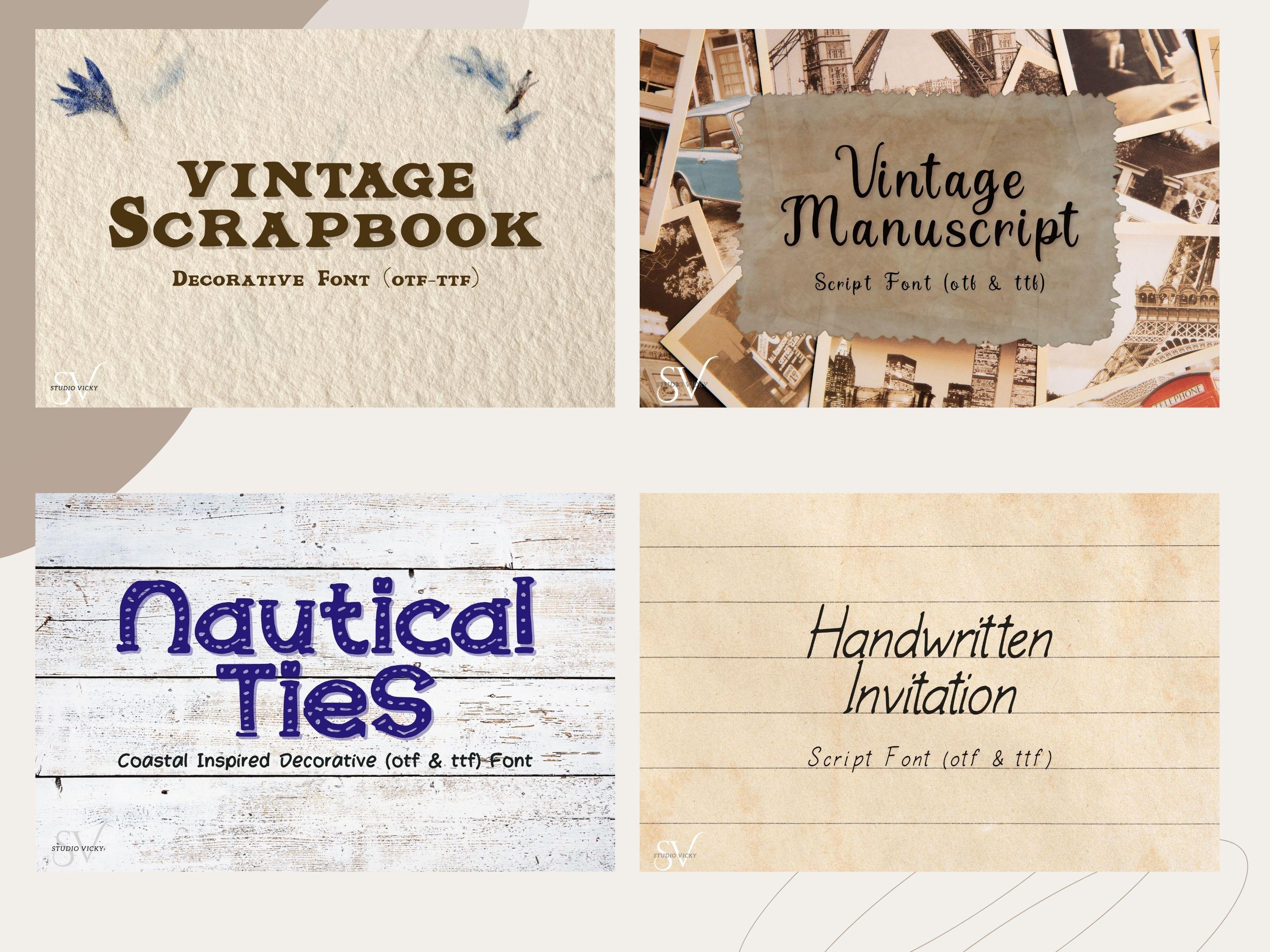 Decorative Fonts Bundle | 17 Hand Drawn Unique Fonts | otf, ttf | Commercial Use Allowed