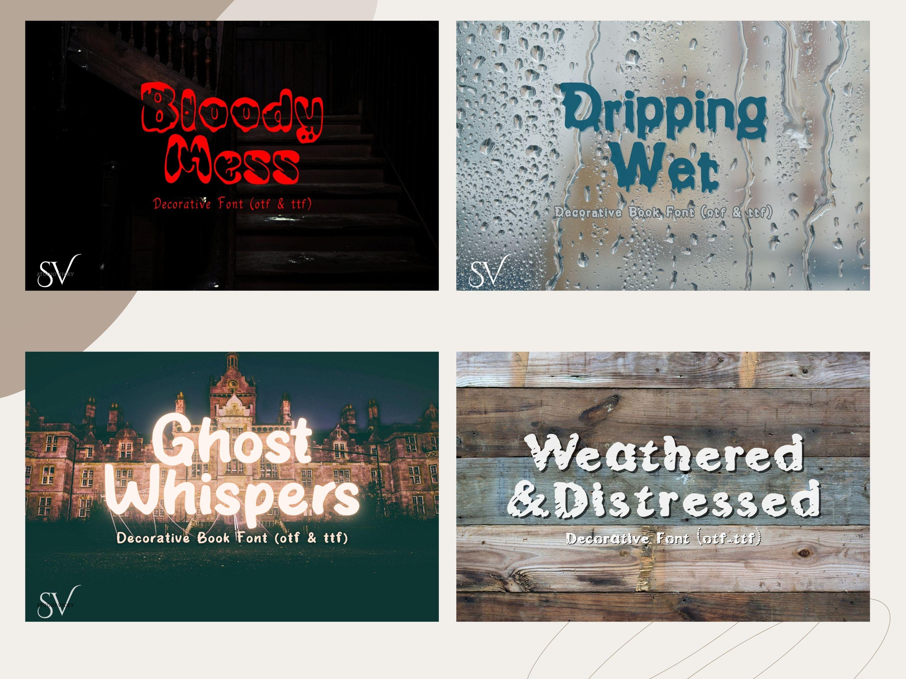 Decorative Fonts Bundle | 17 Hand Drawn Unique Fonts | otf, ttf | Commercial Use Allowed