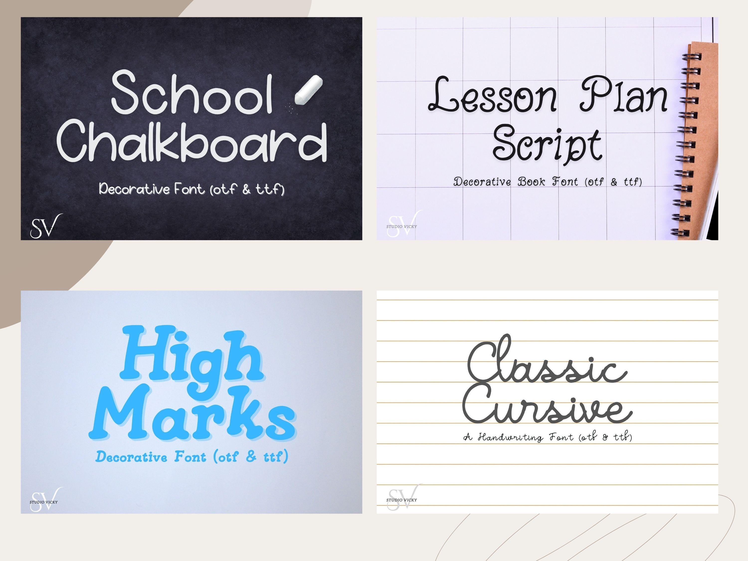 Decorative Fonts Bundle | 17 Hand Drawn Unique Fonts | otf, ttf | Commercial Use Allowed