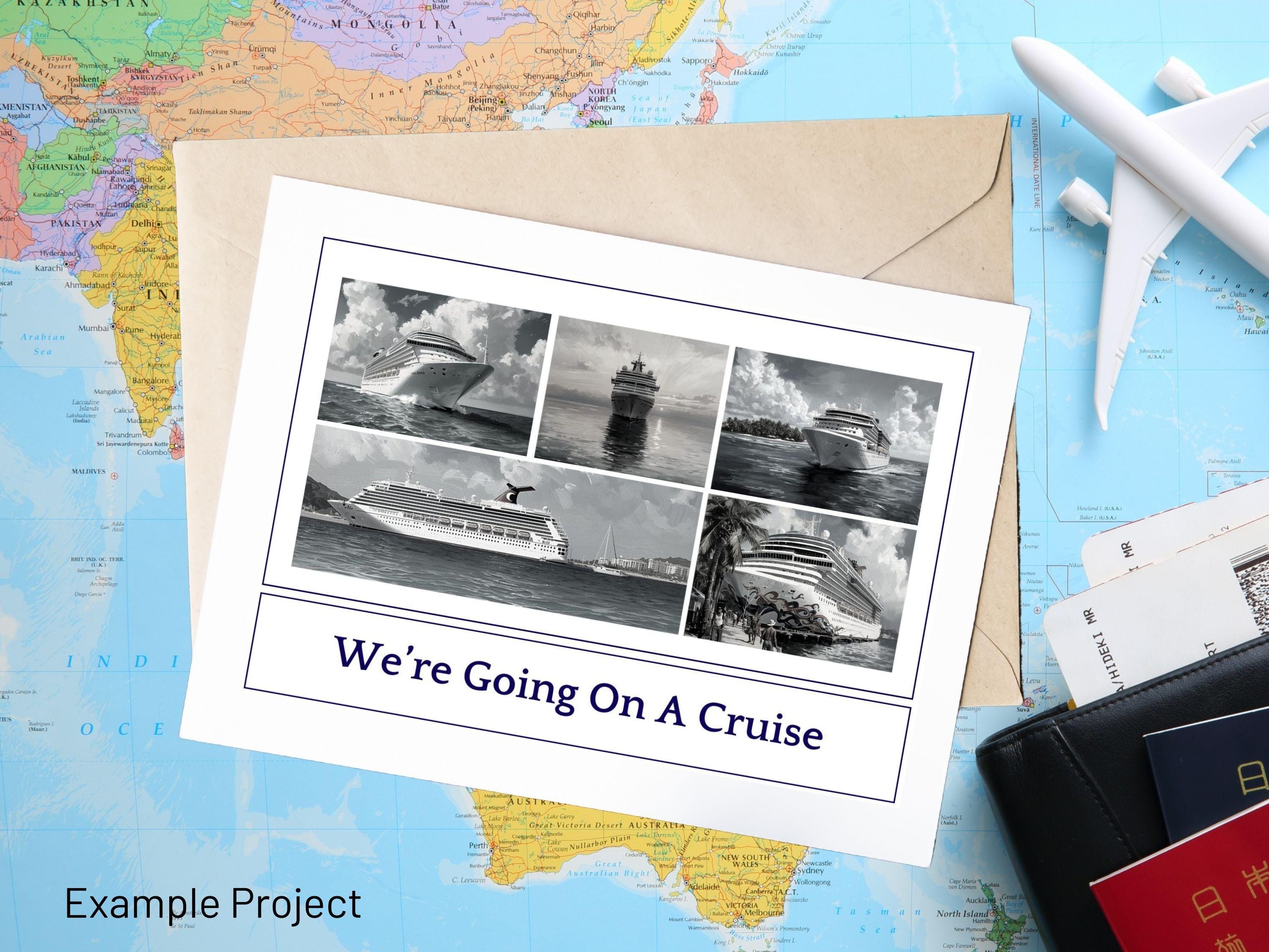 Family Cruise Announcement Canva Templates | Fold-Over Card + Mobile Invite | Countdown + Meetup + Emergency | Editable PNG