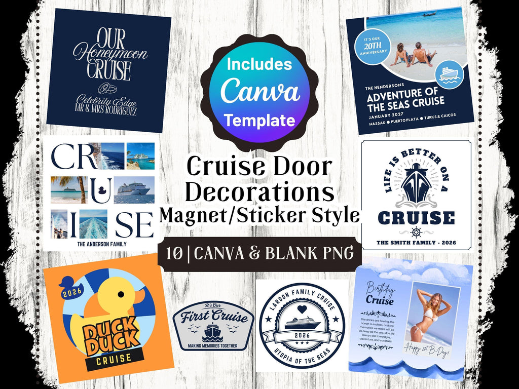 Cruise Door Decoration Templates, Stateroom Magnets, Canva Editable (Digital Download)