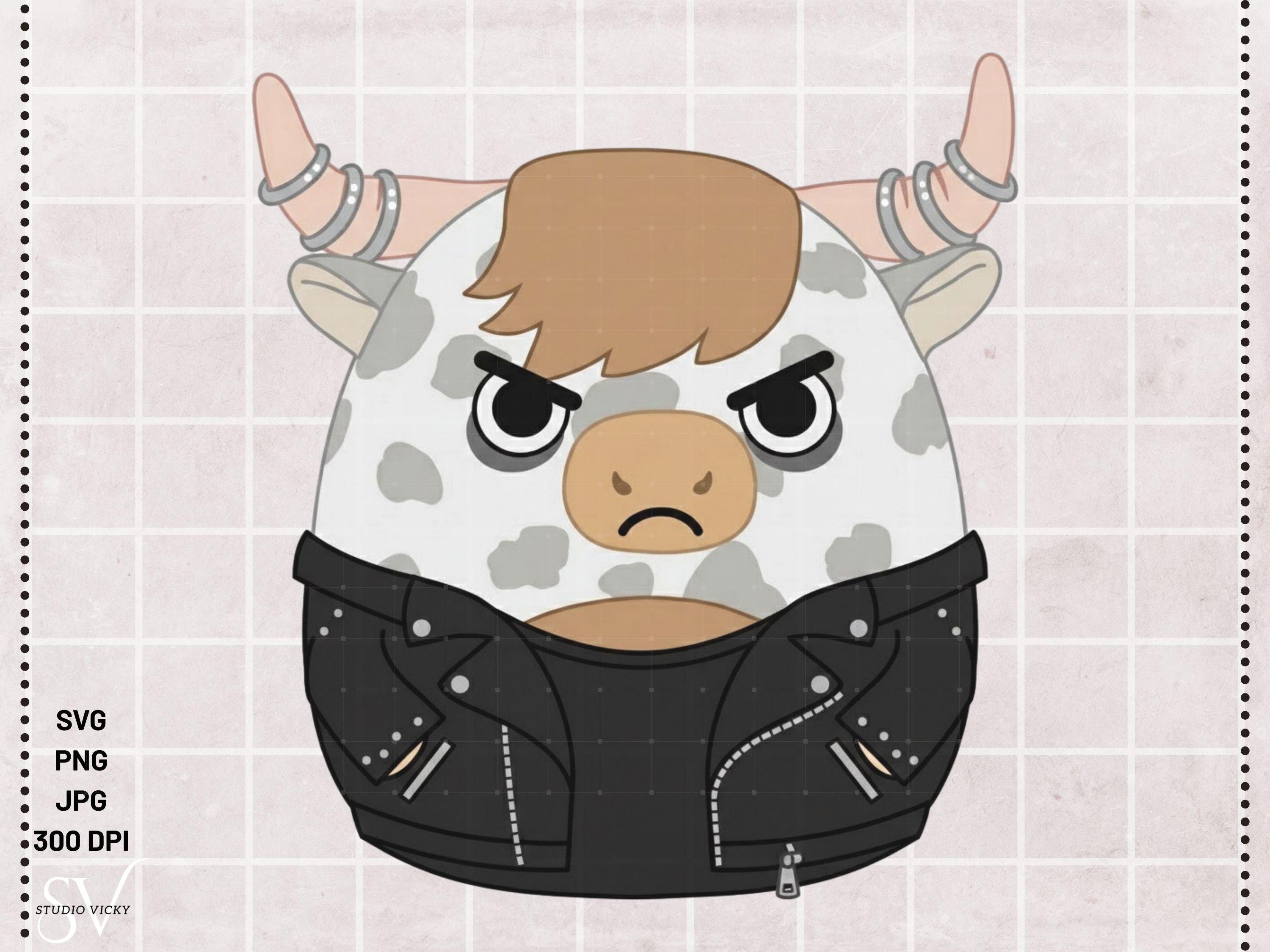 Cow Squish Animals Clipart Bundle, Bull PNG SVG, Birthday Party Decor
