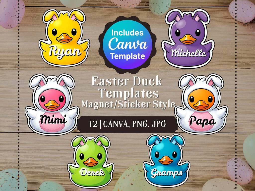 Personalized Easter Duck Templates | Bunny & Duck Styles (Canva, PNG, JPG)
