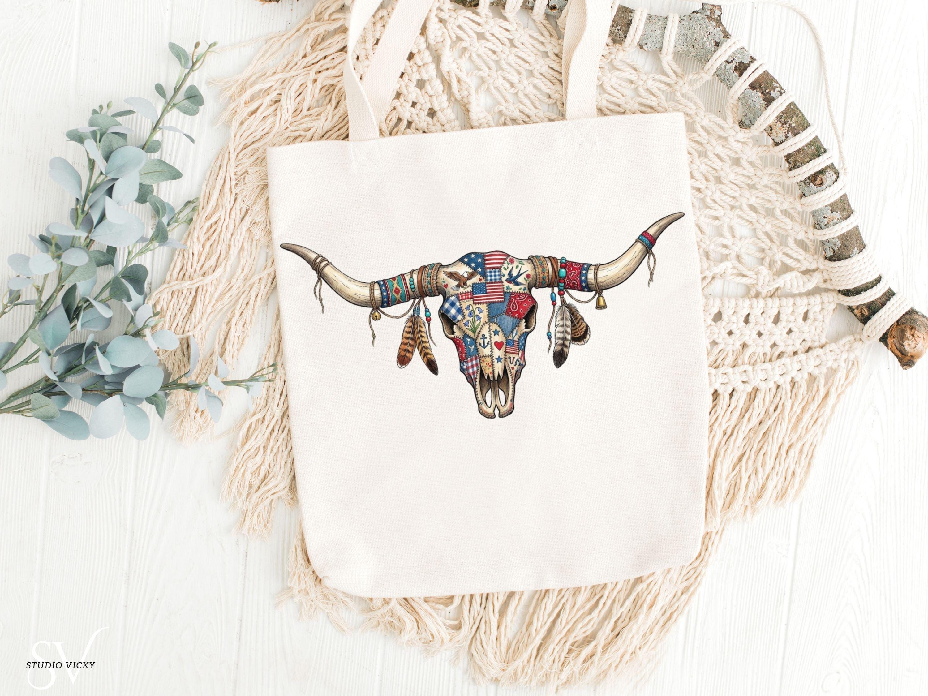 Cow Skull Patchwork SVG Bundle | Boho Longhorn Clipart, Western Quilt Design (Digital Download)