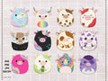 Cow Squish Animals Clipart Bundle, Bull PNG SVG, Birthday Party Decor