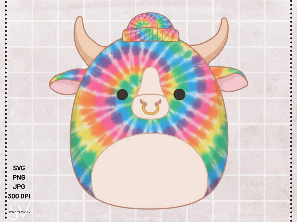 Cow Squish Animals Clipart Bundle, Bull PNG SVG, Birthday Party Decor