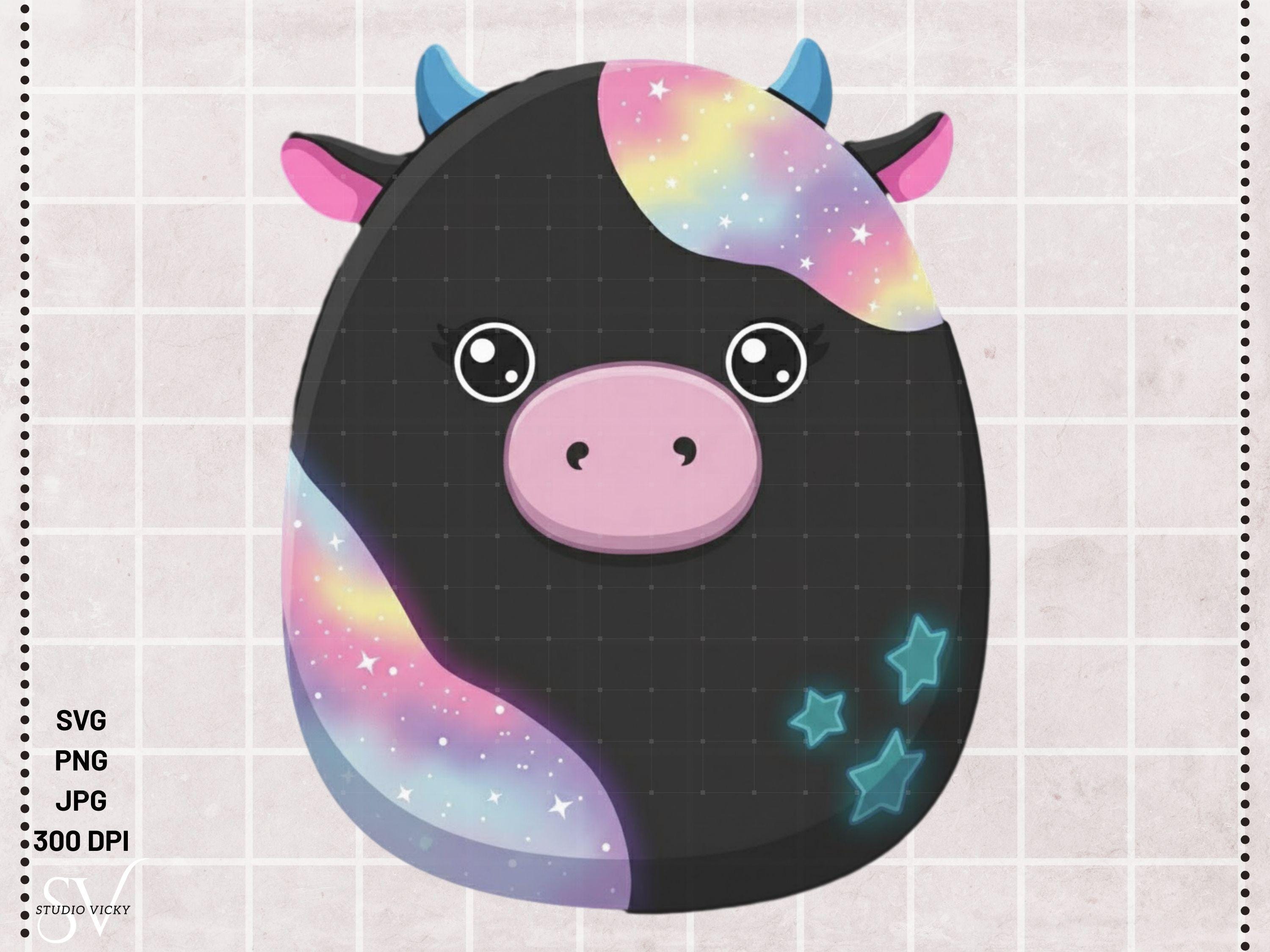 Cow Squish Animals Clipart Bundle, Bull PNG SVG, Birthday Party Decor