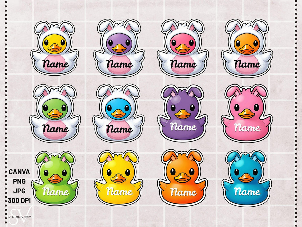 Personalized Easter Duck Templates | Bunny & Duck Styles (Canva, PNG, JPG)