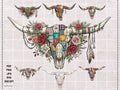 Cow Skull Patchwork SVG Bundle | Boho Longhorn Clipart, Western Quilt Design (Digital Download)