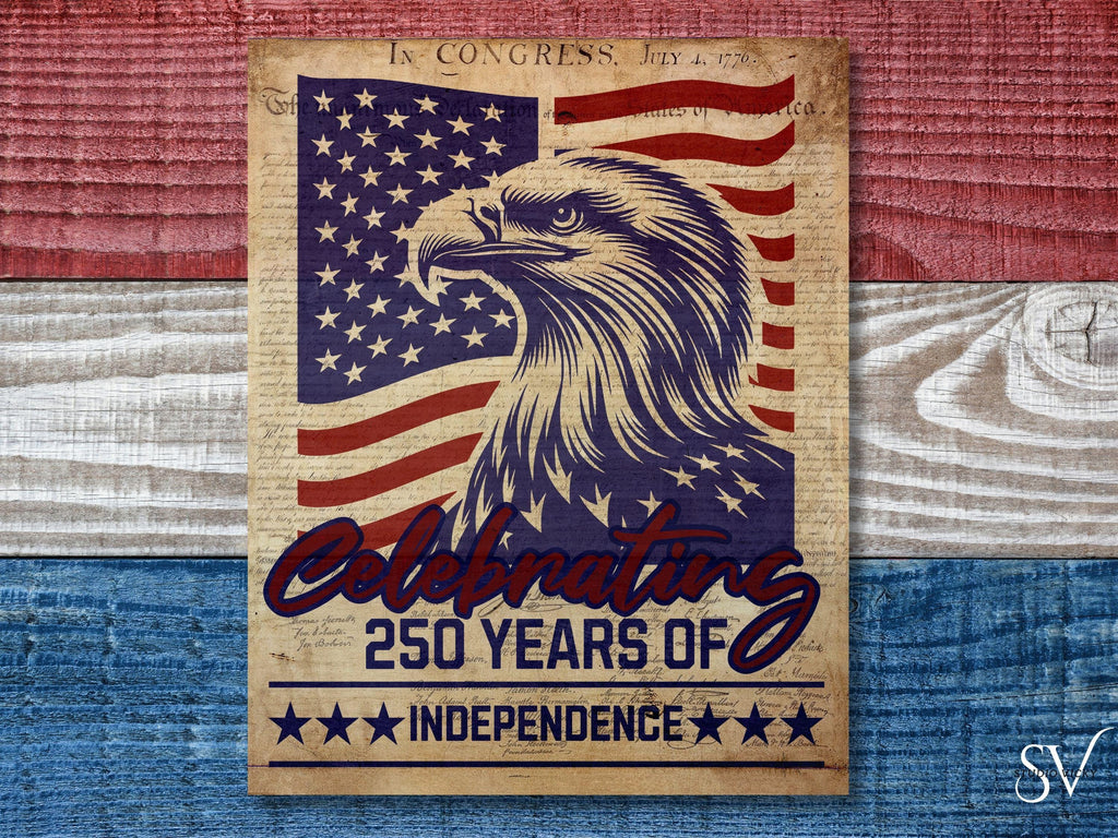 America's 250th Anniversary Semiquincentennial Commemorative Poster Celebrating 250 Years of Independence
