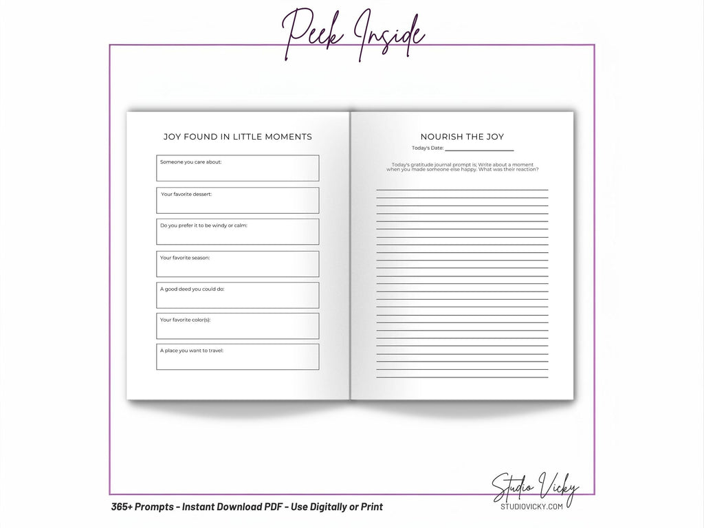 365-Day Daily Gratitude Journal Printable: 5-Minute Prompts (Digital Download)