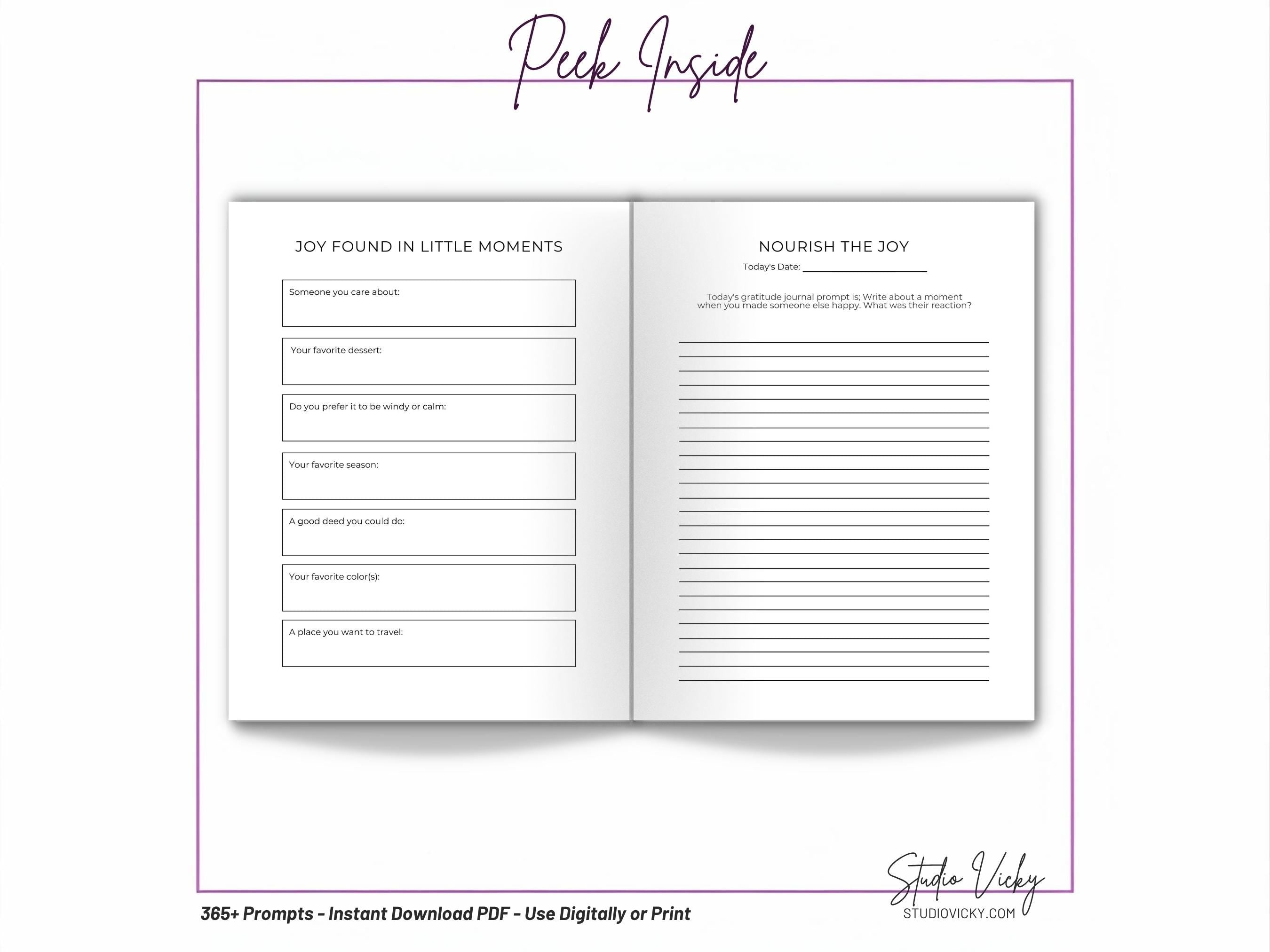 365-Day Daily Gratitude Journal Printable: 5-Minute Prompts (Digital Download)