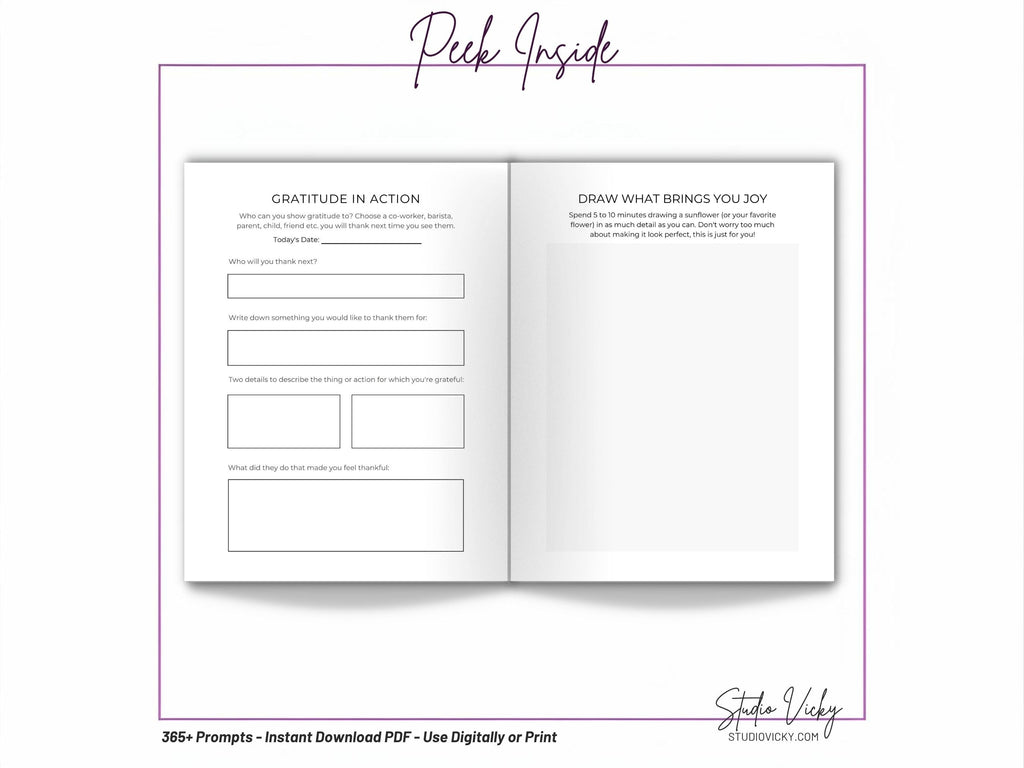 365-Day Daily Gratitude Journal Printable: 5-Minute Prompts (Digital Download)