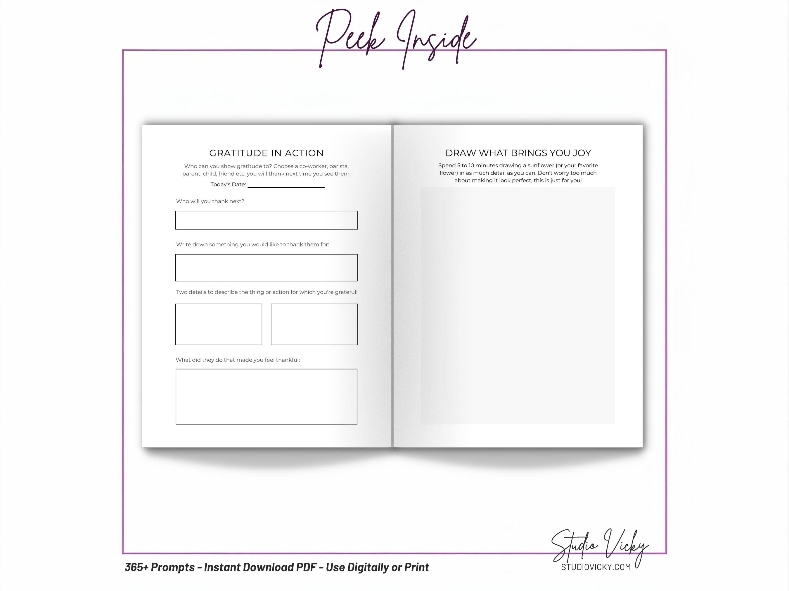365-Day Daily Gratitude Journal Printable: 5-Minute Prompts (Digital Download)
