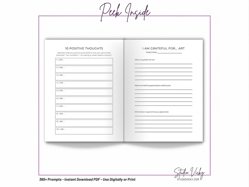 365-Day Daily Gratitude Journal Printable: 5-Minute Prompts (Digital Download)