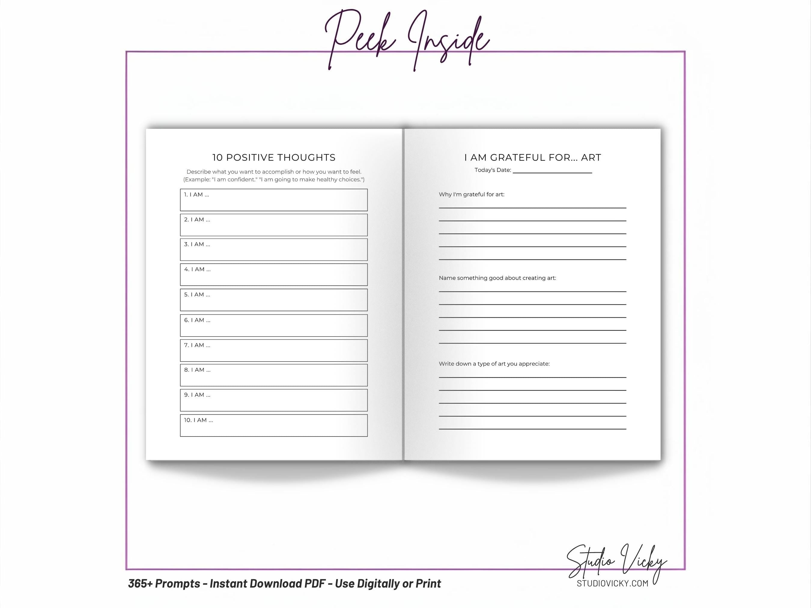 365-Day Daily Gratitude Journal Printable: 5-Minute Prompts (Digital Download)