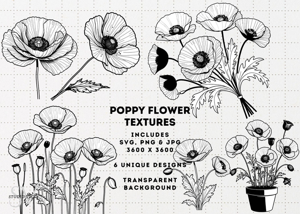 Spring Flower Illustration Bundle: 37pc Hand-Drawn PNG Designs (Digital Download)