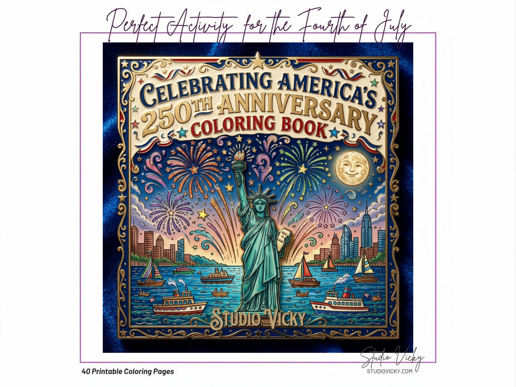 America's 250th Anniversary Coloring Book, Patriotic History Activity (PDF Download)