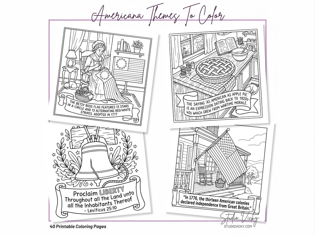 America's 250th Anniversary Coloring Book, Patriotic History Activity (PDF Download)