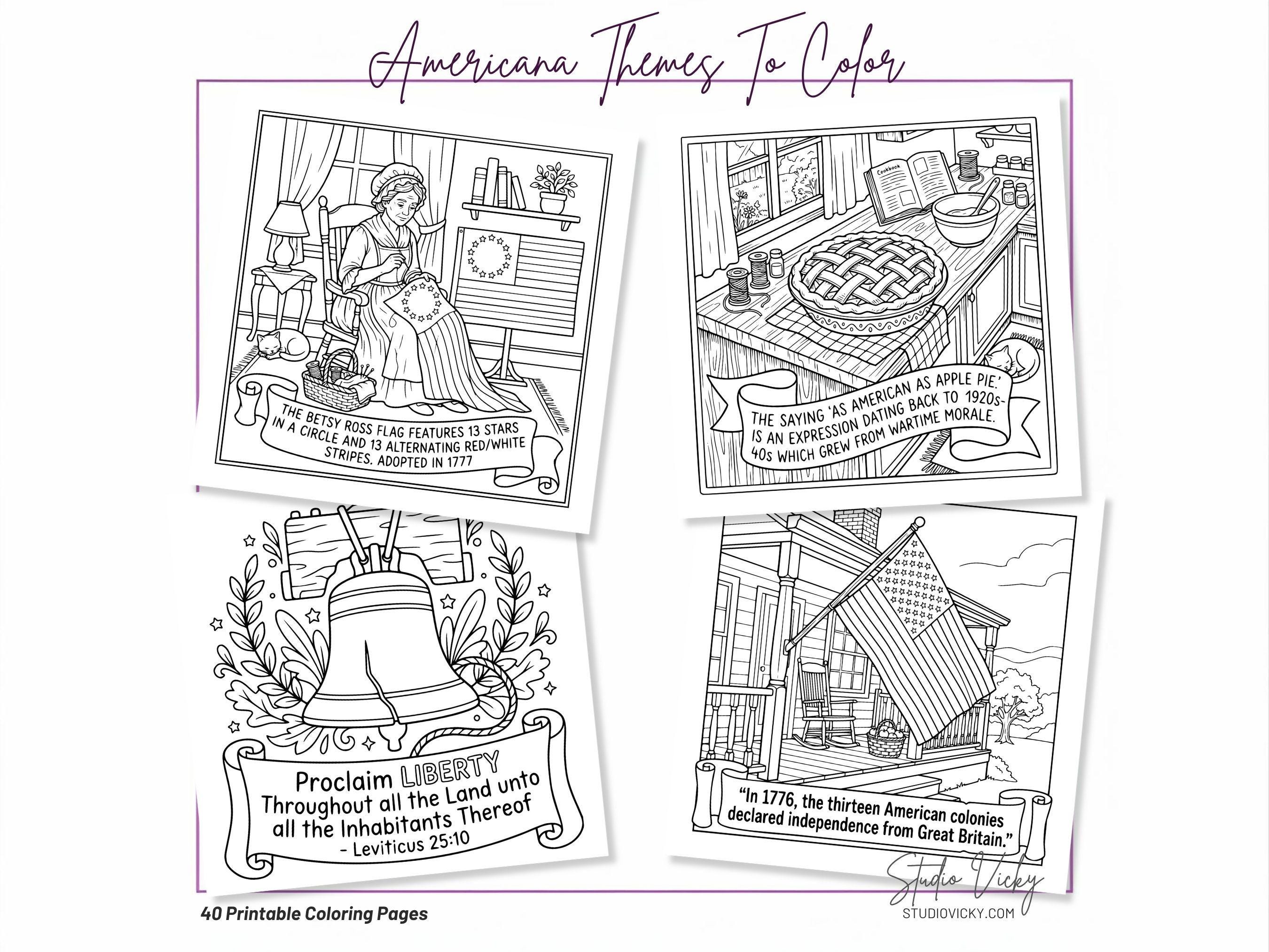 America's 250th Anniversary Coloring Book, Patriotic History Activity (PDF Download)