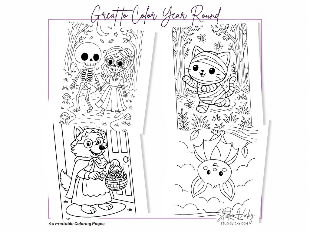 Spooky Cuties Sweet Adventures Coloring Book, Cozy Goth Halloween Activity (PDF Download)