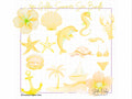Golden Summer Sea Watercolor Clipart Bundle | Yellow Coastal Beach PNG Files