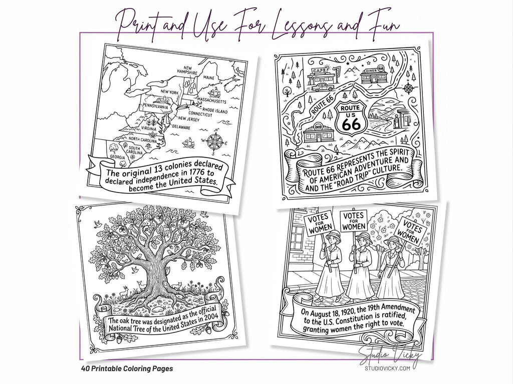 America's 250th Anniversary Coloring Book, Patriotic History Activity (PDF Download)
