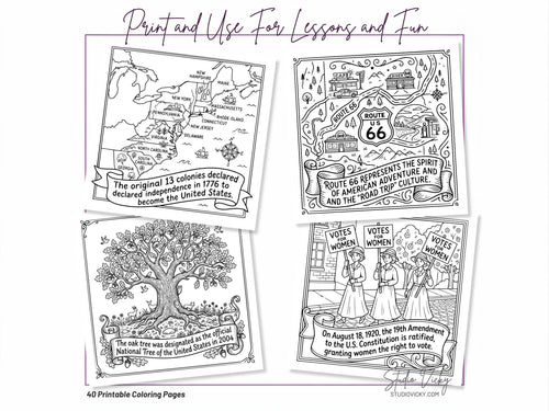 America's 250th Anniversary Coloring Book, Patriotic History Activity (PDF Download)