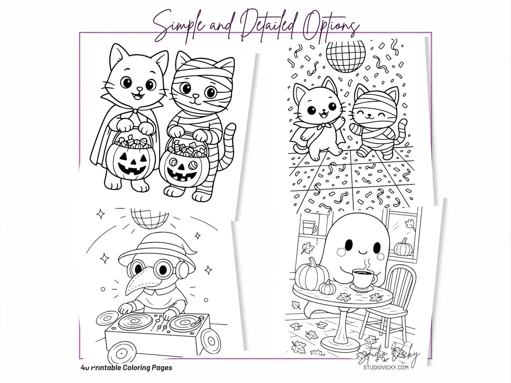 Spooky Cuties Sweet Adventures Coloring Book, Cozy Goth Halloween Activity (PDF Download)